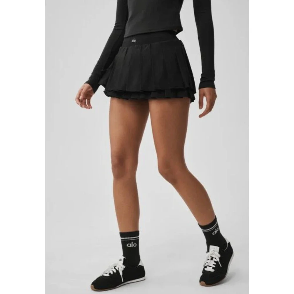Alo Double or Nothing Tennis Skirt Black
